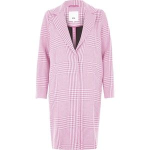 Pink River Island dogtooth check print Coat